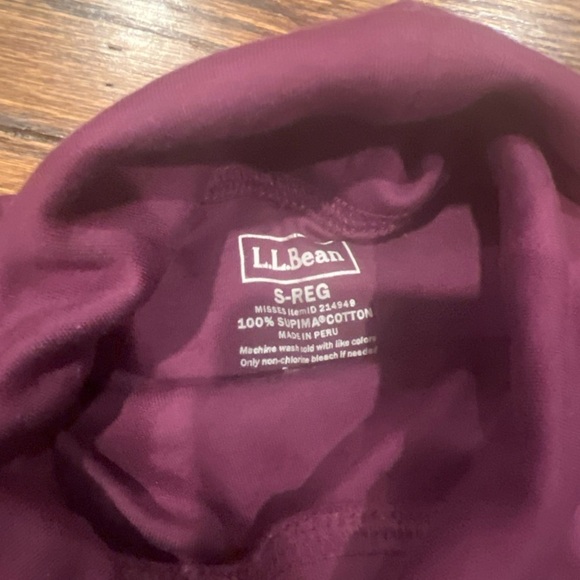 LL Bean Maroon Turtleneck Womens Small Reg Long Sleeve 100% Supima Cotton - Picture 3 of 3